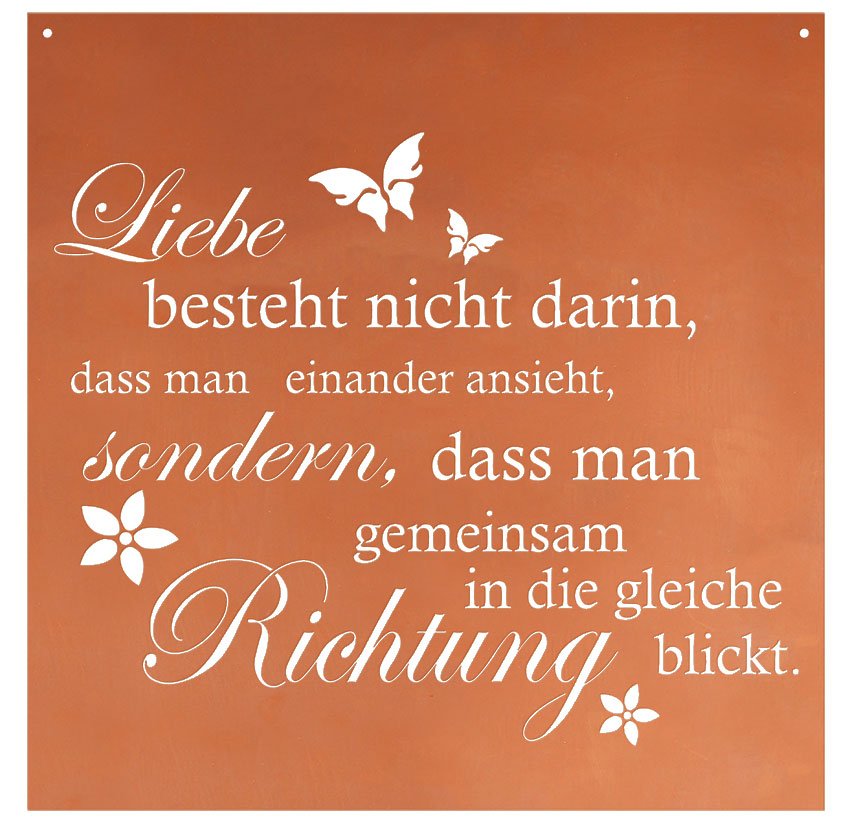Edelrost Schild Gedichttafel - Liebe - Spruchschild Spruchtafel Geschenkidee