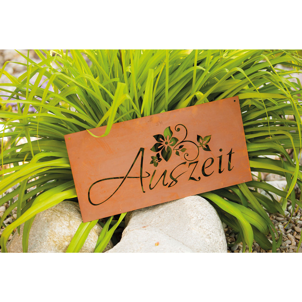 Edelrost Schild Gedichttafel - Auszeit - Spruchschild Deko Rost Geschenkidee