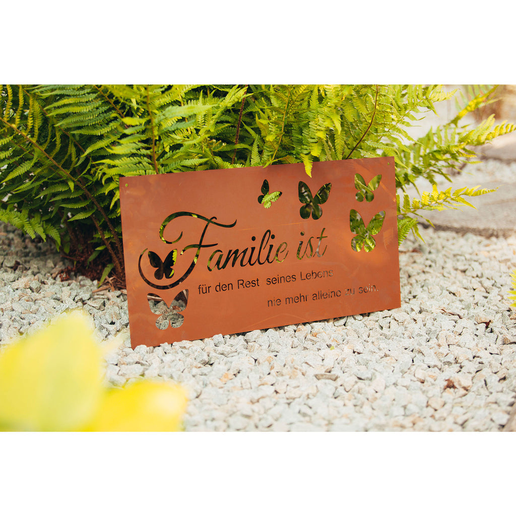 Edelrost Schild Gedichttafel - Familie ist - Spruchtafel Rost Deko Gartendeko