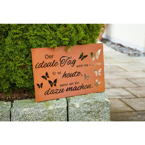 Edelrost Schild Gedichttafel - Idealer Tag - Spruchschild Rost Deko Gartendeko