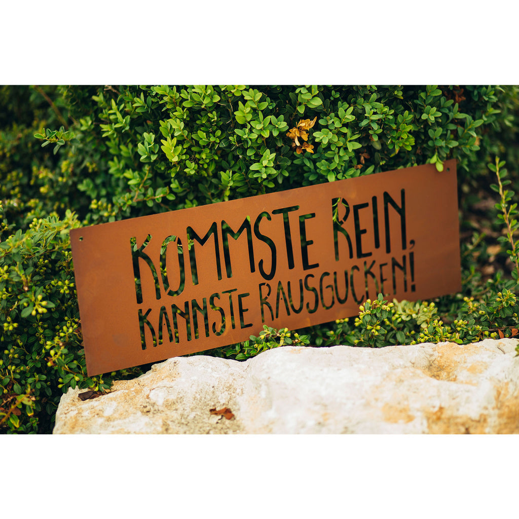 Edelrost Schild Gedichttafel - Kommste rein - Gartendeko Spruchschild Rost Deko