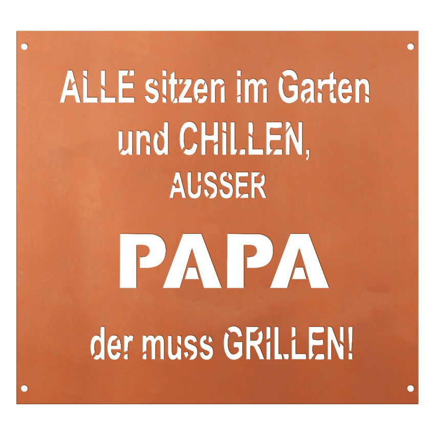 Edelrost Schild Gedichttafel - Papa - Spruchschild Rost Deko Gartendekoration
