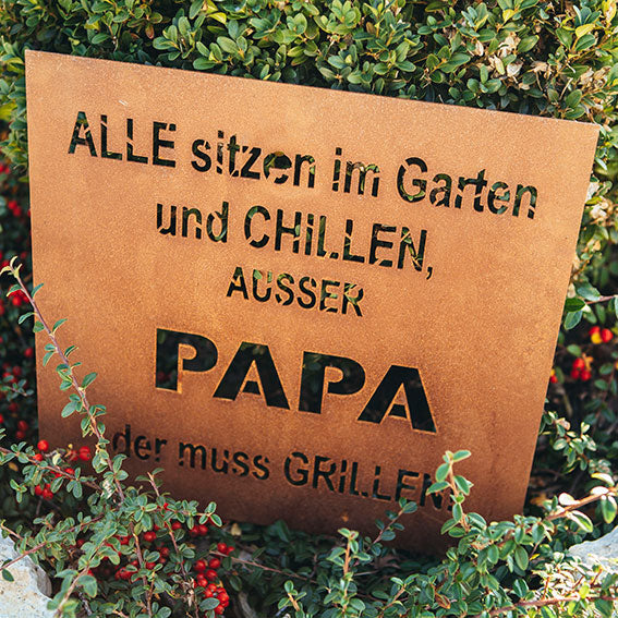 Edelrost Schild Gedichttafel - Papa - Spruchschild Rost Deko Gartendekoration