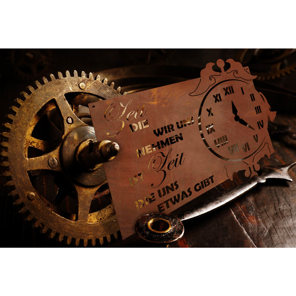 Edelrost Schild Gedichttafel - Zeit nehmen - Gartendeko Spruchschild Rost Deko