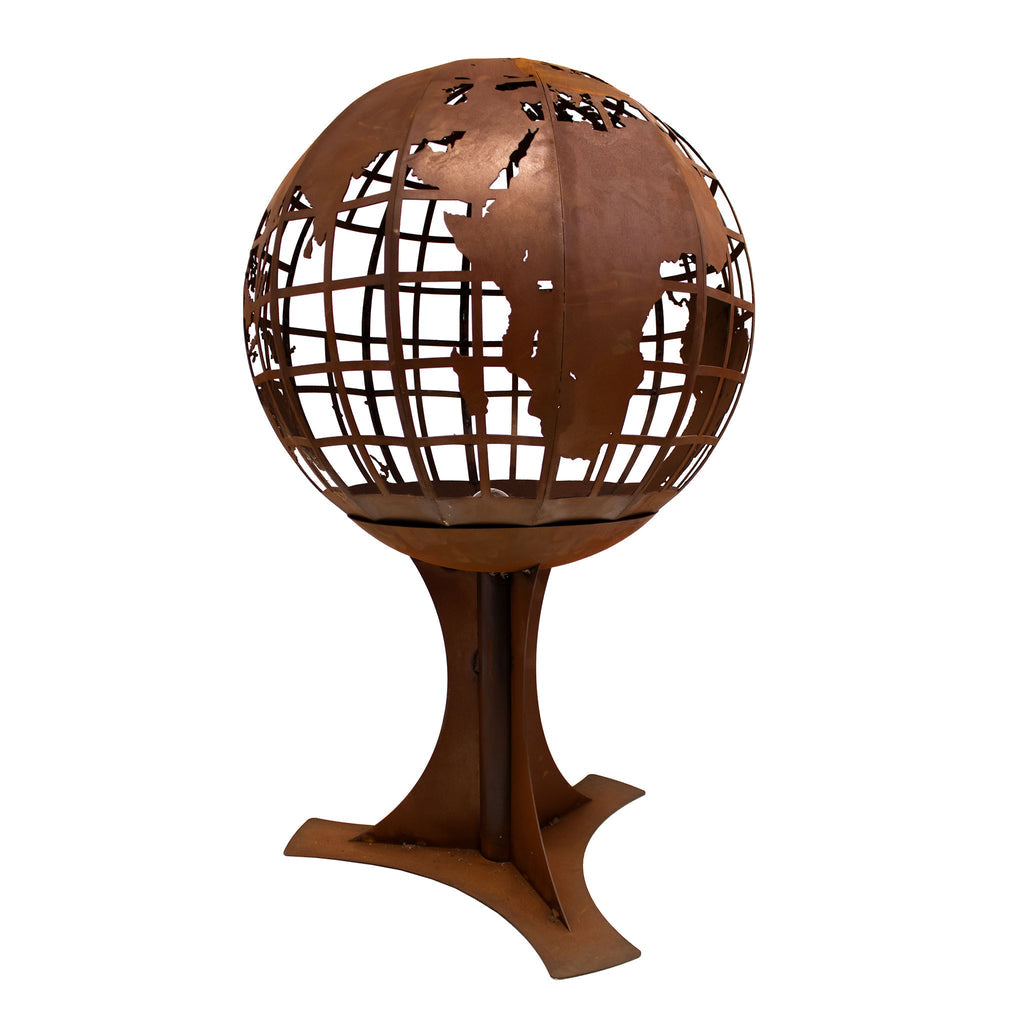Globus auf Standfuss - Edelrost Weltkugel Fazinierende Garten-Dekoration
