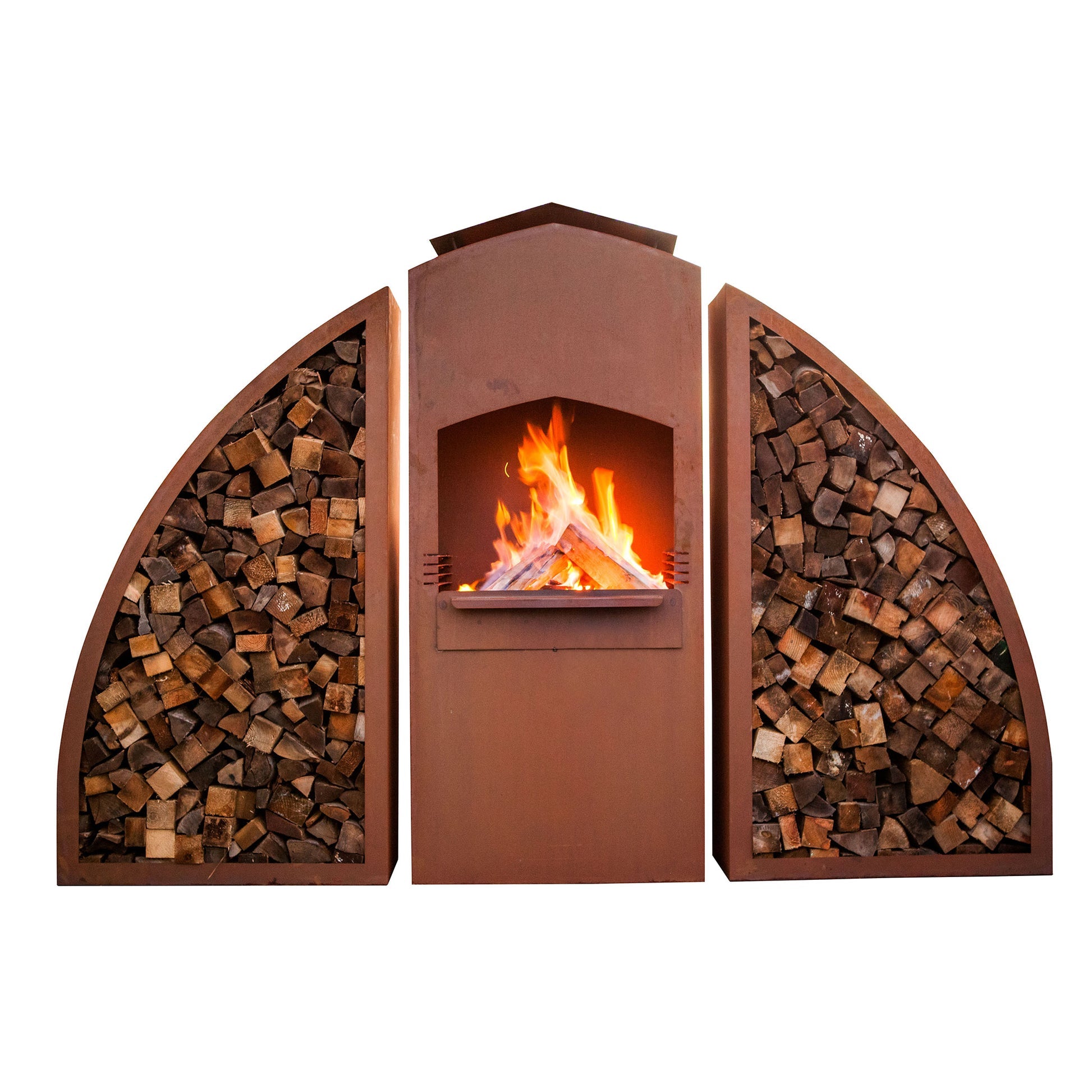 Grill Grillstelle Feuerstelle Holzkohlegrill XL Meridian mit Holzlege Edelrost