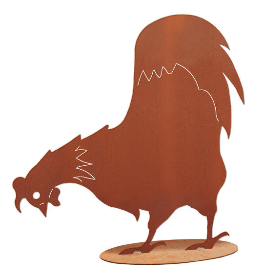 Tierfigur Metall - Henne pickend - Gartenfigur Edelrost Deko Landhaus
