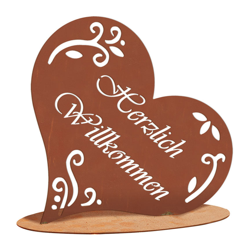Edelrost Schild - Herzlich Willkommen - Gartendeko Willkommensdeko Rost Deko
