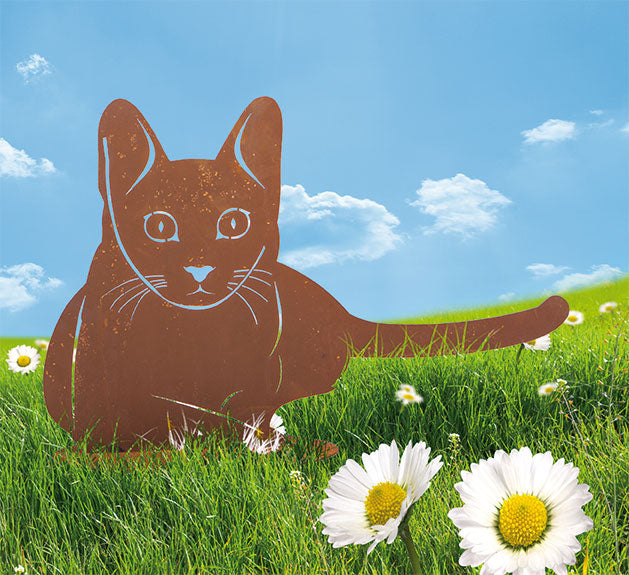 Tierfigur Metall - Katze Elegant 2 - Katzenfigur Edelrost Rost Deko Katzenfreund