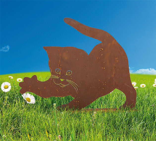 Katzenfigur Metall - Katze Elegant 4 - Edelrost Tierfigur Deko Katzenliebhaber