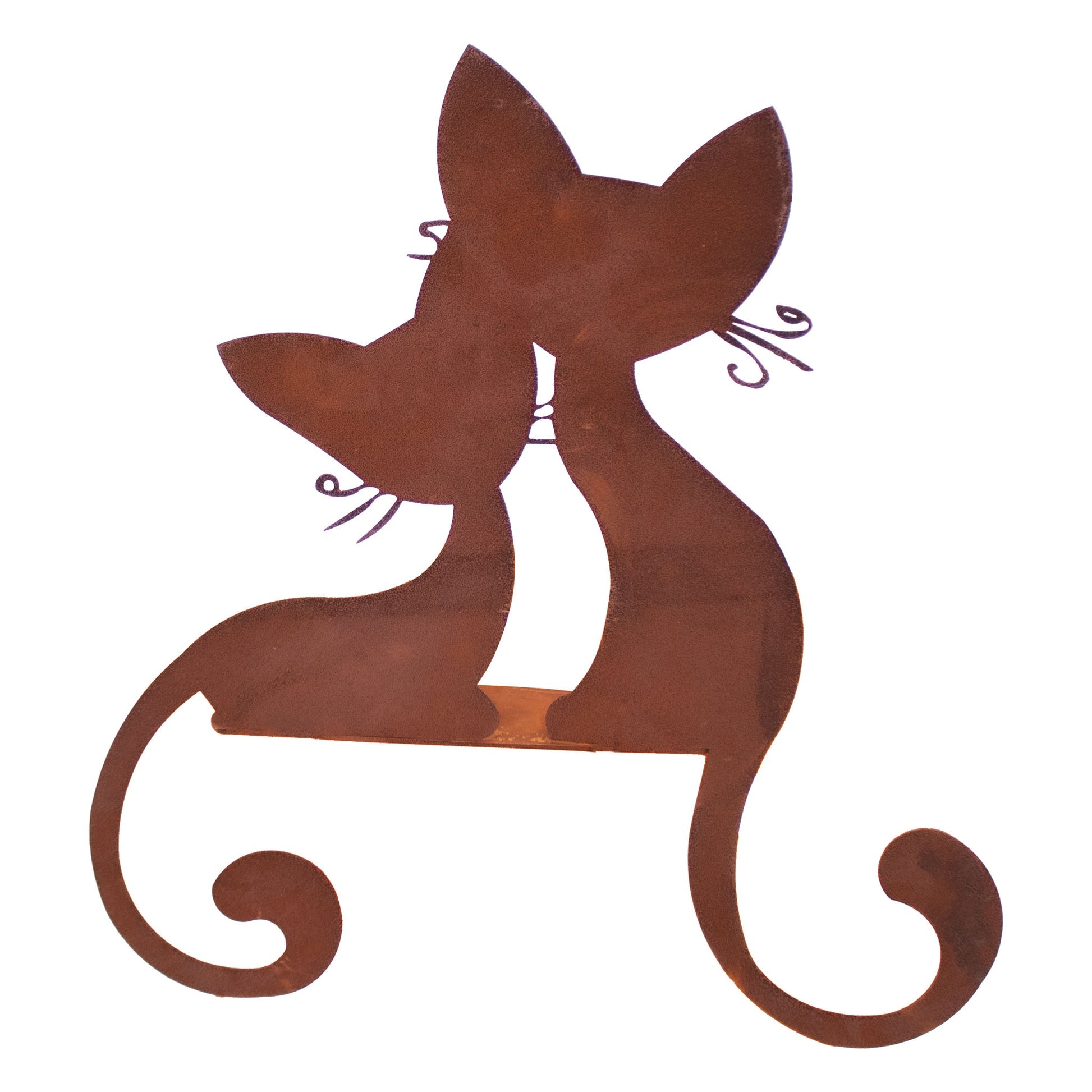 Tierfigur Metall - Katzenpaar Kantenhocker - Rost Deko für Katzenfreunde