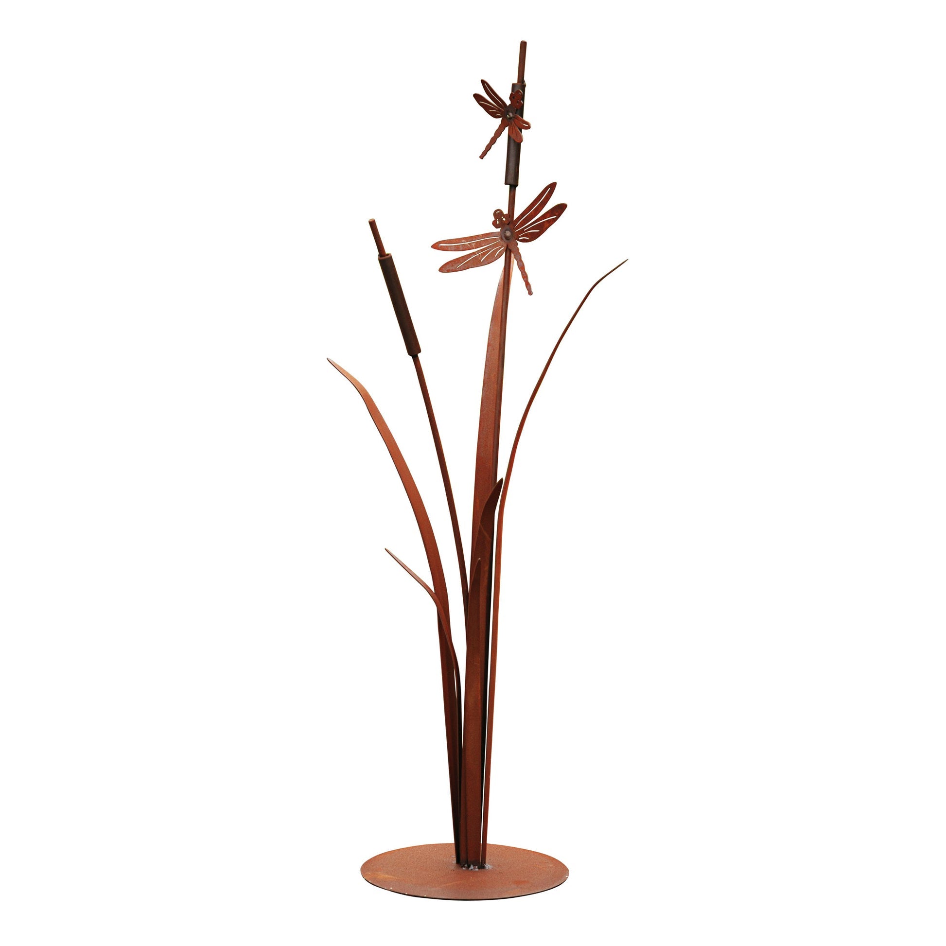 Blume Metall - Libellenschilf auf Platte - Edelrostblume mit Libellen Deko Garten