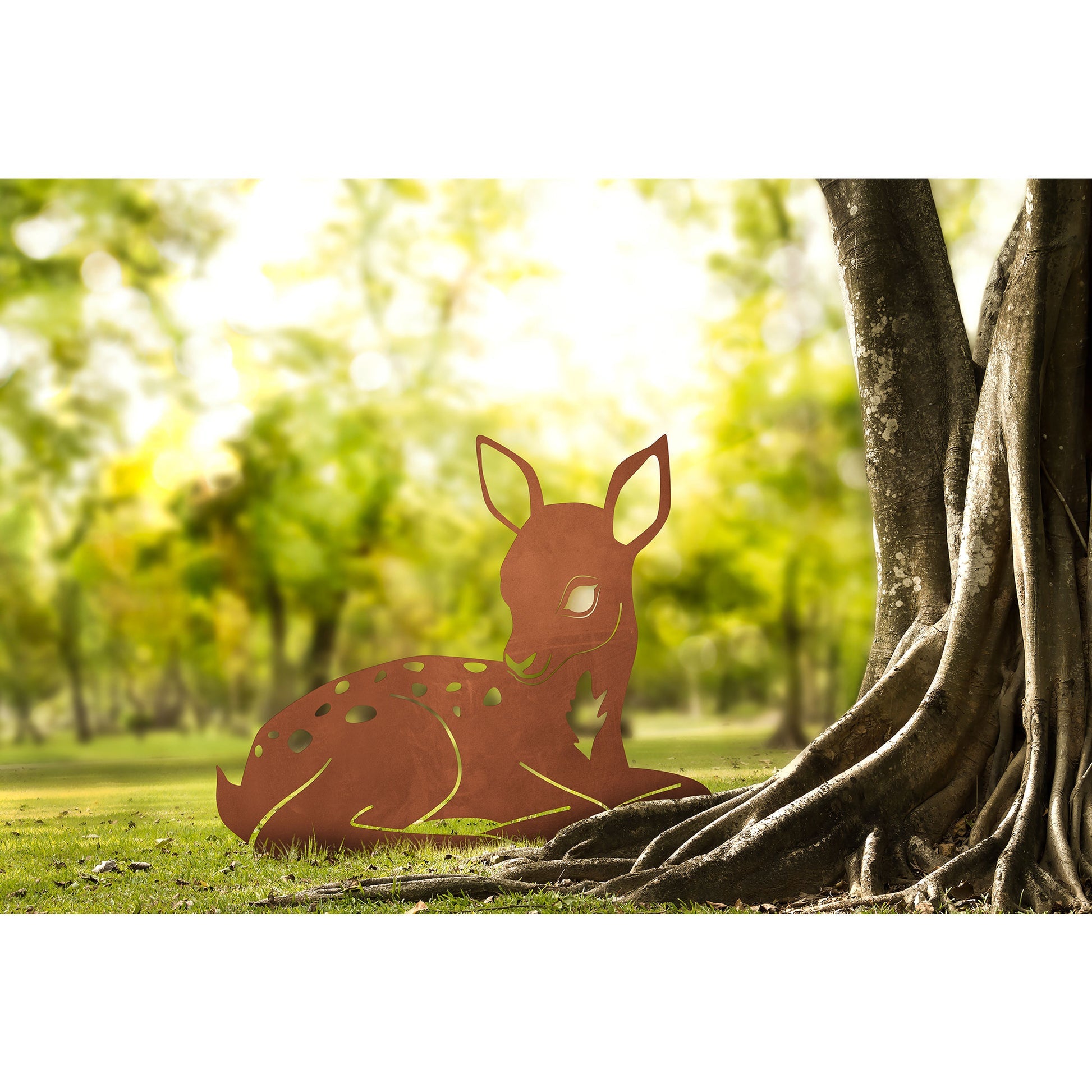 Tierfigur - Rehkitz liegend - Edelrost Design Figur Gartendeko Tierliebhaber