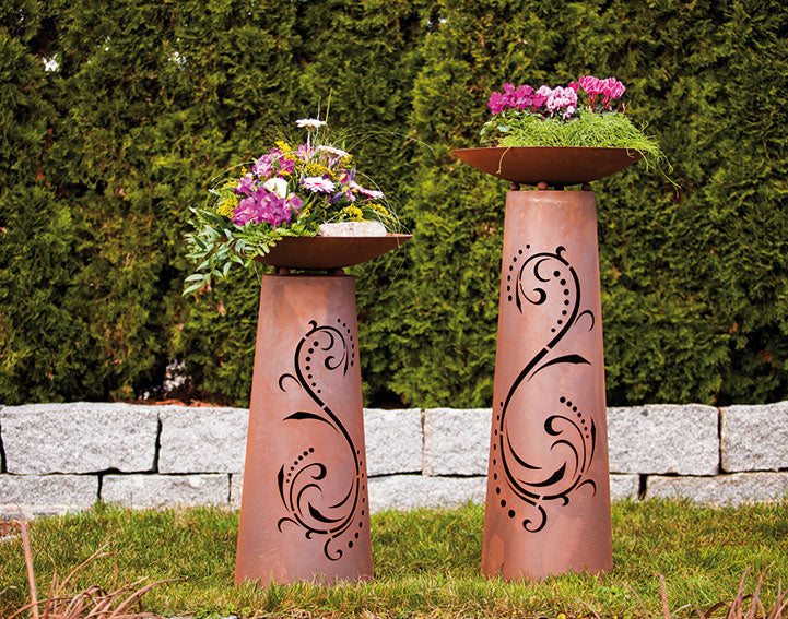 Säule Kegel - Lichterzauber Edelrost Gartensäule Pflanzsäule mit Schale
