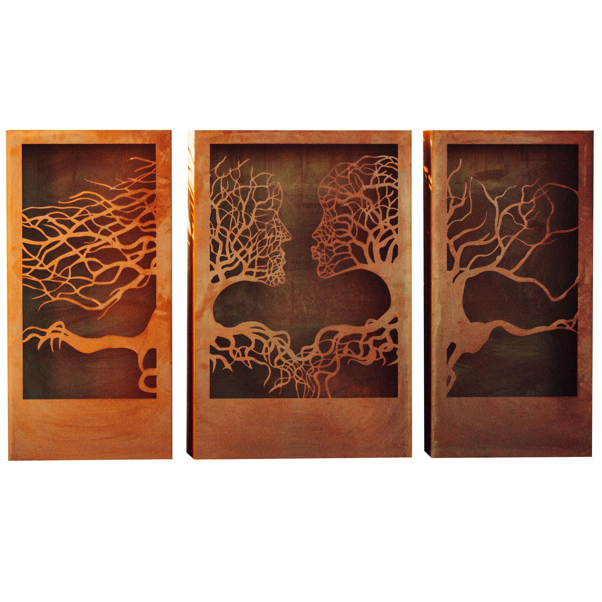 Sichtschutzwand Edelrost - Säulen Set - Silence - Paravent Trennwand Windschutzwand