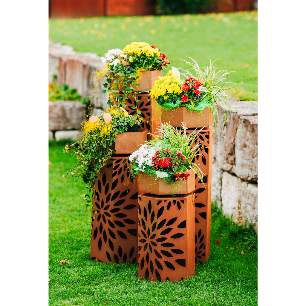 Säule Flowerpower - Pflanzsäule Modern Edelrost Gartensäule einzeln oder Set