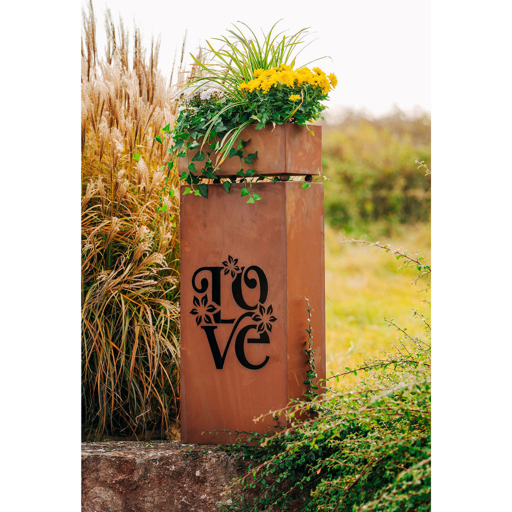 Säule Love - Pflanzsäule Metall Edelrost Gartensäule Rost Deko Outdoor