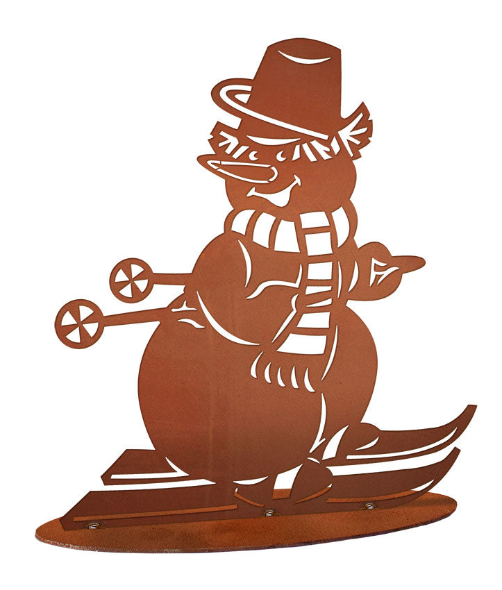 Weihnachtsdeko Metall "Schneemann - Alex auf Ski" Weihnachtsmann Metall