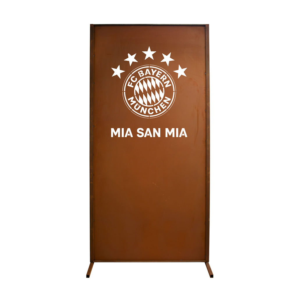FC Bayern München Sichtschutzwand im Edelrost - Design Trennwand und Sichtschutzzaun