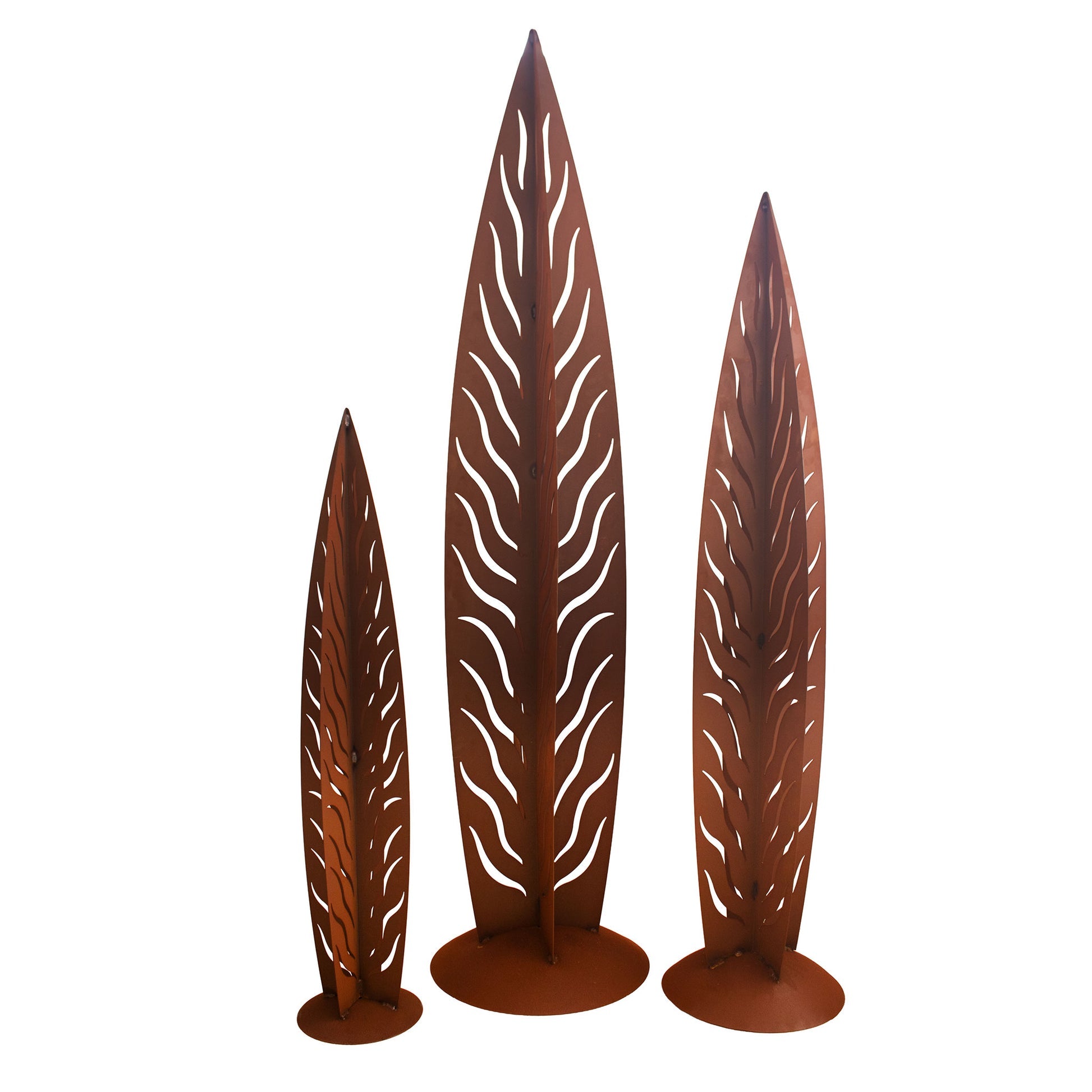 Skulptur Weidenblatt Edelrost Gartenkunst Gartendeko Modern Metallskulptur