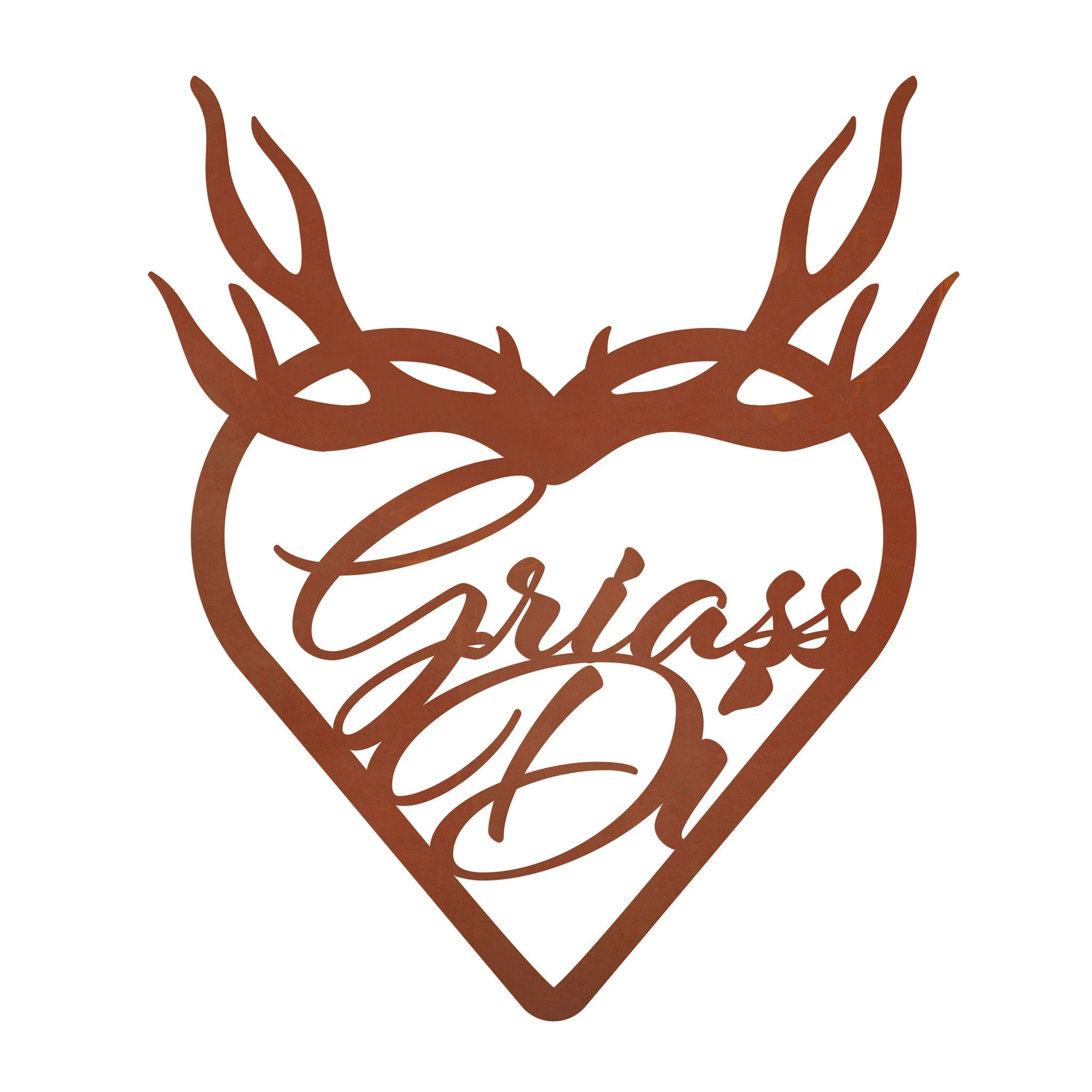 Türschmuck in Herzform - Griaß Di - in Edelrostdesign Türdeko Gartendeko Wanddeko