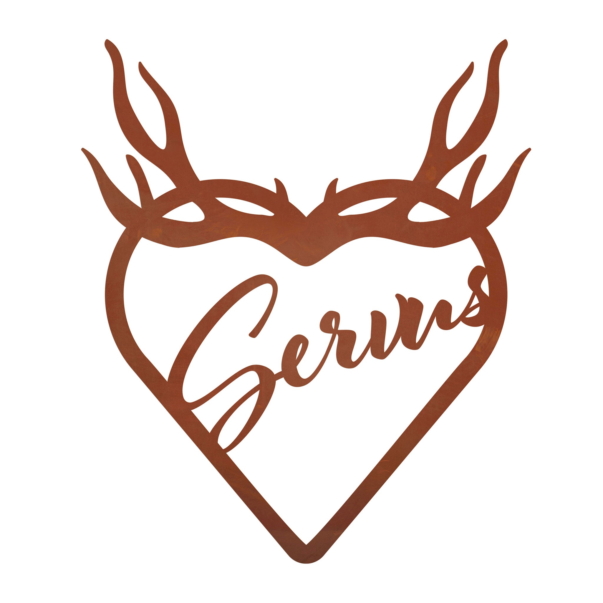 Türschmuck - Servus - mit Geweih im Edelrostdesign Türdeko Gartendeko Wanddeko