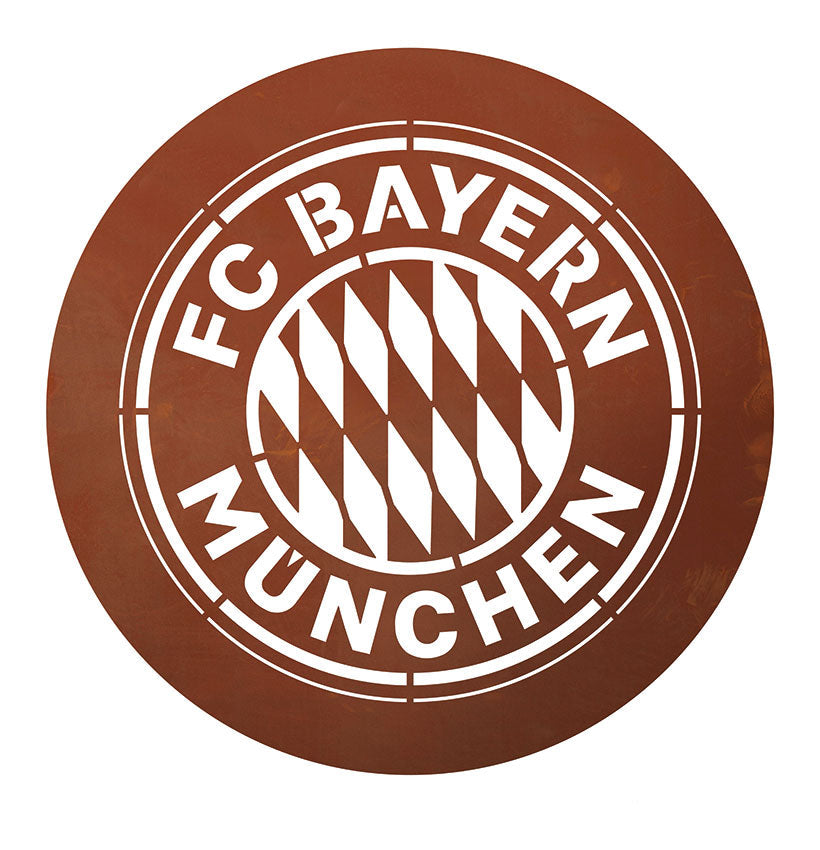 FC Bayern Wandbild im Edelrostdesign mit Fußball-Logo Ø 50 cm Wanddeko Rostdeko