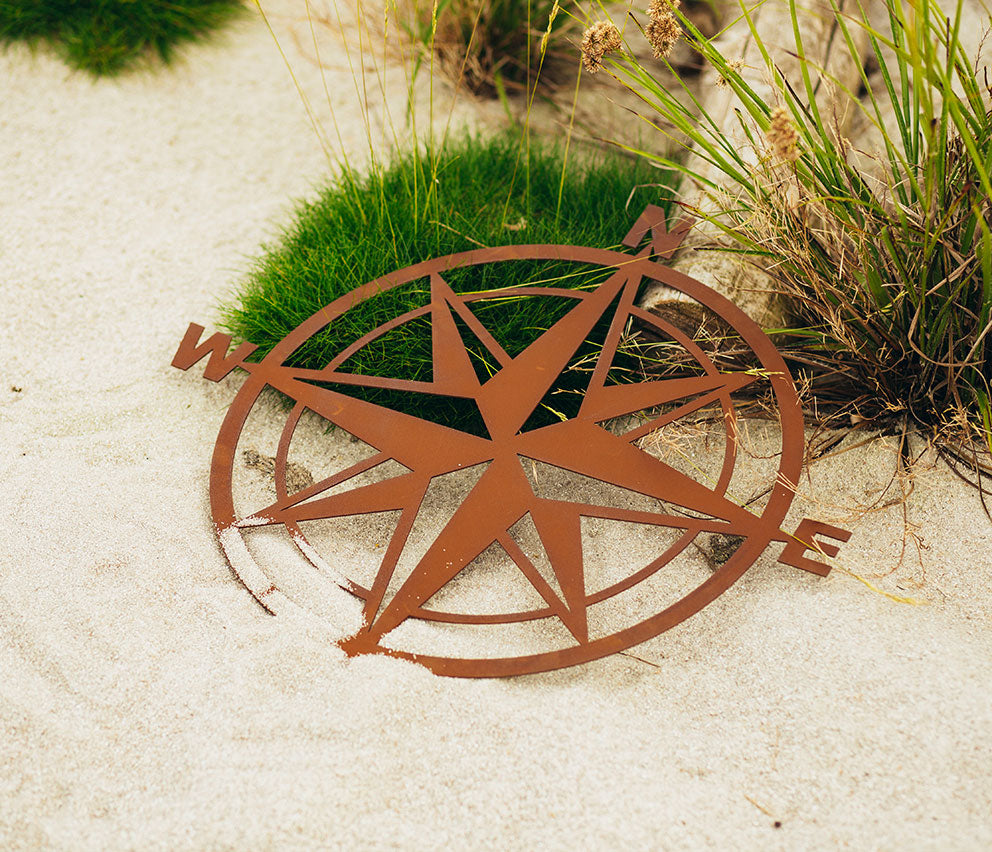 Wandbild Kompass - im Edelrostdesign Wanddekoration aus Edelrost Wohndeko