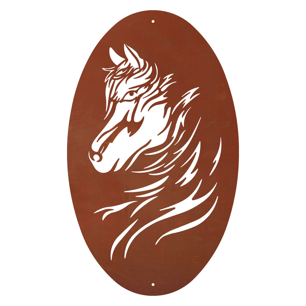 Wandbild Mustang - Edelrost Wandbild mit Kopf eines Mustang Rost Deko Pferde