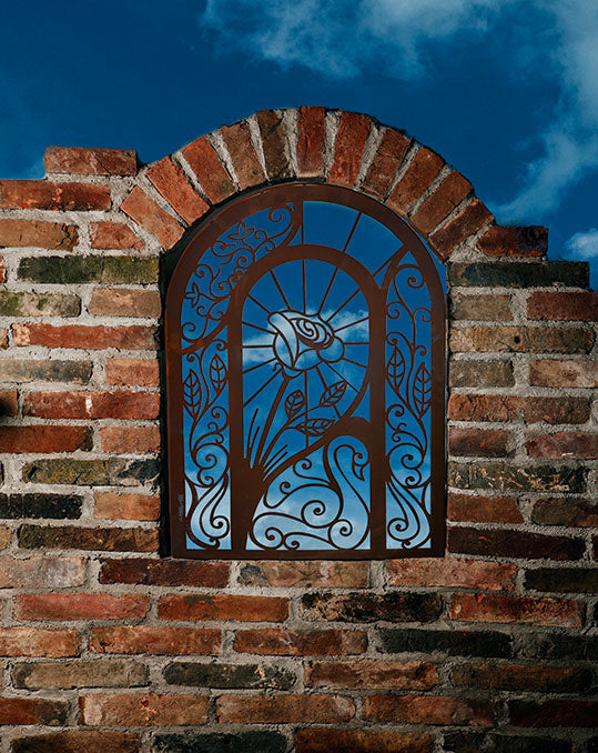 Wandbild Romantic - Metall Wandbild zum Ummauern geeignet Edelrost Deko