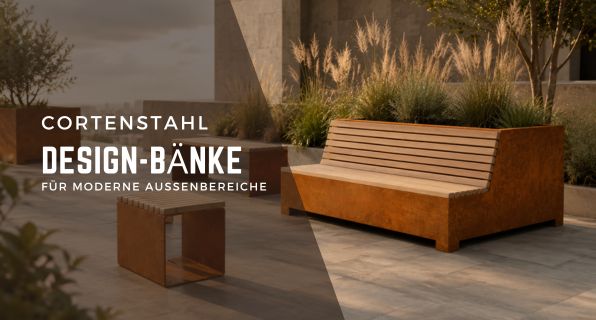 Cortenstahl Design-Bänke