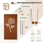 Edelrost Sichtschutzwand Rose 200 × 100 cm – Parawand für Garten
