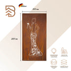 Edelrost Sichtschutzwand Frau Diana 200 × 100 cm – Parawand für Garten