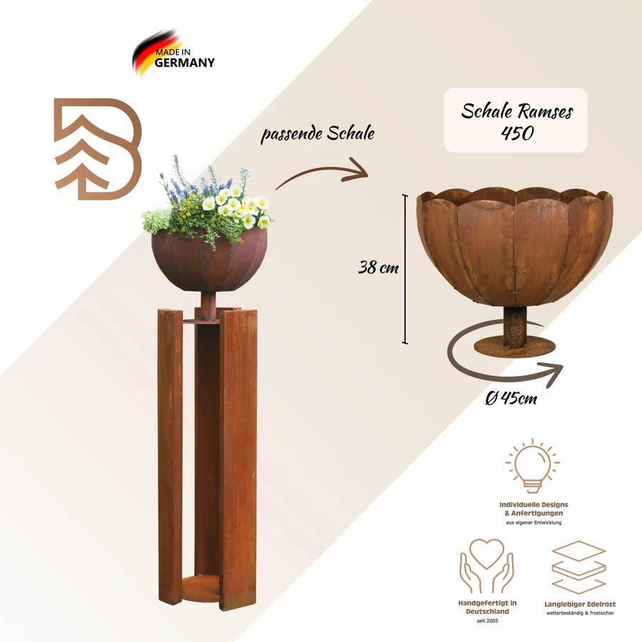 Edelrost Säule Athen inkl. Schale Gartensäule Pflanzsäule Dekosäule 120 cm hoch