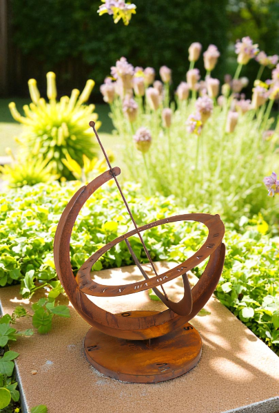 Sonnenuhr Edelrost - Hochwertige Gartenkunst Made in Germany Höhe 70 cm