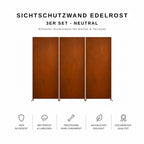 Sichtschutzzaun Metall 10 m Edelrost – 100 % blickdicht & modern, 10er Set