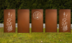 Edelrost Sichtschutzwand im 5er Set mit asiatischem China- und Yin-Yang-Design