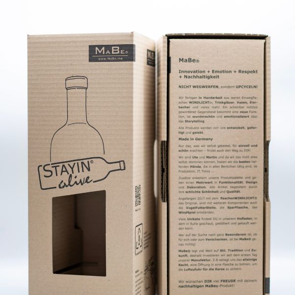 Exklusives WINDLICHT BORDEAUX FLASCHE - handgefertigt in Deutschland