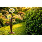 Glasblume Alexandra Edelrost Gartenstele mit handgeblasenen Glastellern 125 cm