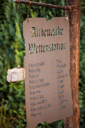 Altdeutsche Wetterstation auf Holzbalken XXL Aussergewöhnliche Wetterstation