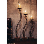 Kerzenständer Kette geschwungen aus Metall im Edelrostdesign Wohndeko Rostdeko