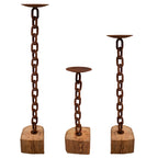 Kerzenständer Kette aus Metall im Edelrostdesign Wohndeko Rostdeko Kerzendeko