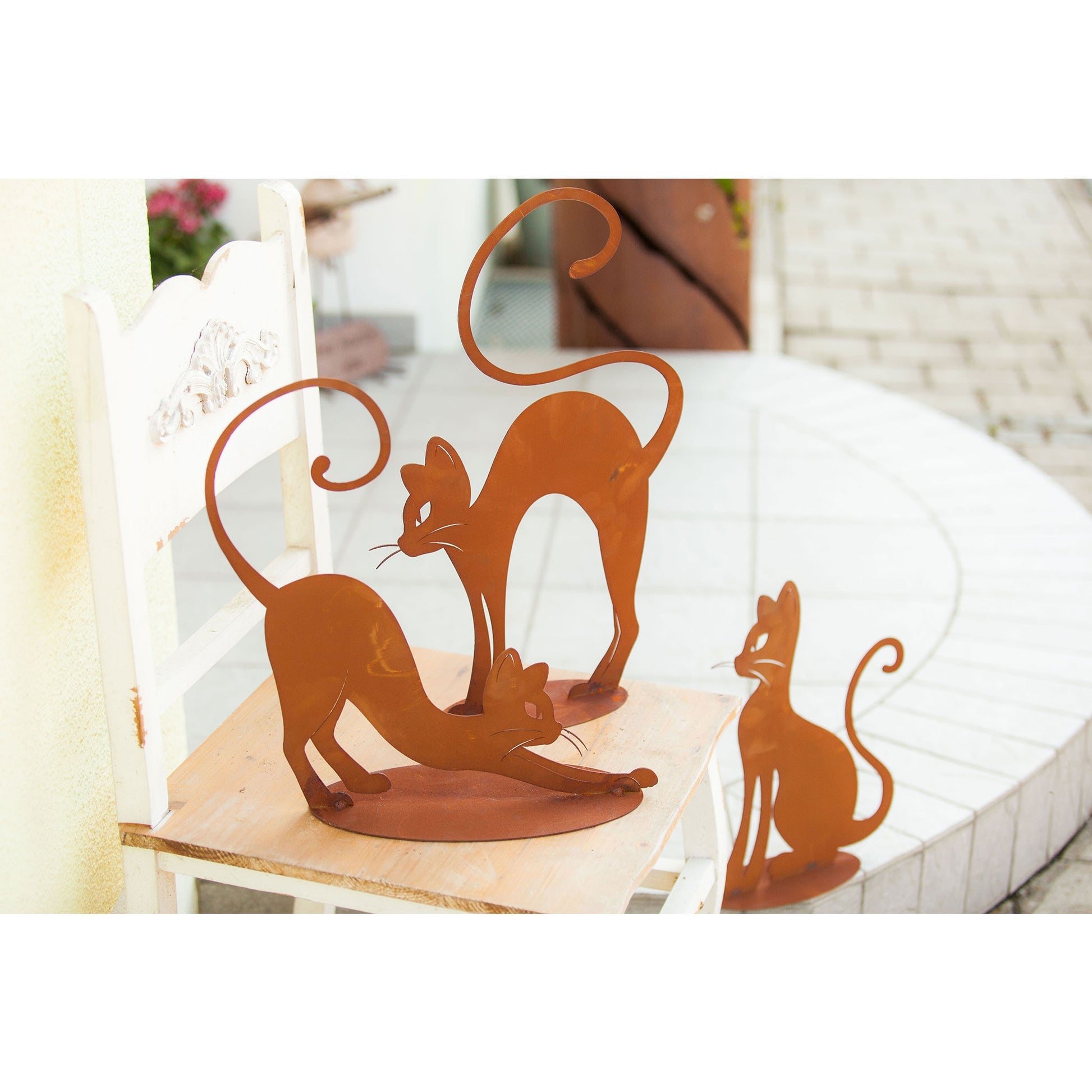 Tierfigur Metall - Elegantes Kätzchen 1 - Edelrost Deko Katzenfigur Gartenfigur