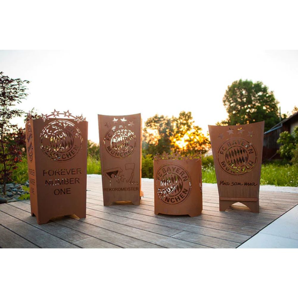 FC Bayern Feuerkorb - Forever Number One im 5 Sterne Edelrost Design Feuerstelle