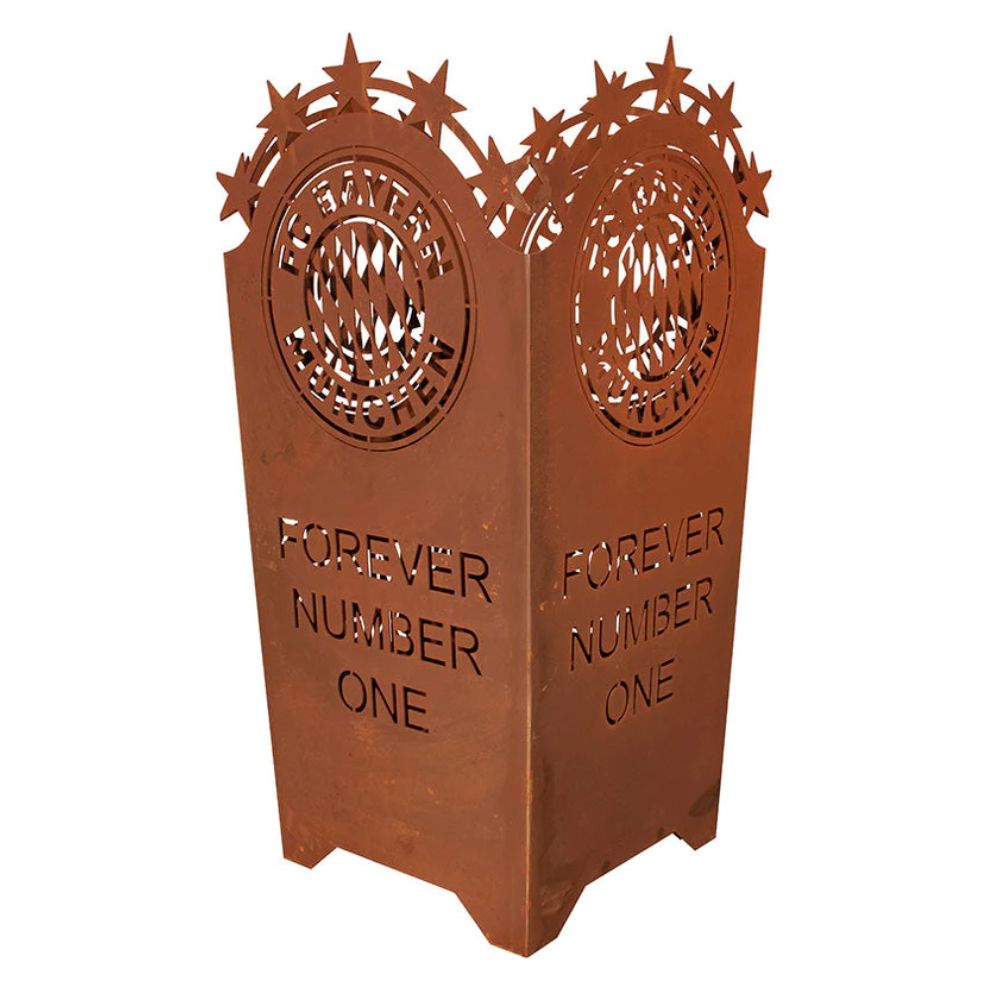 FC Bayern Feuerkorb - Forever Number One im 5 Sterne Edelrost Design Feuerstelle