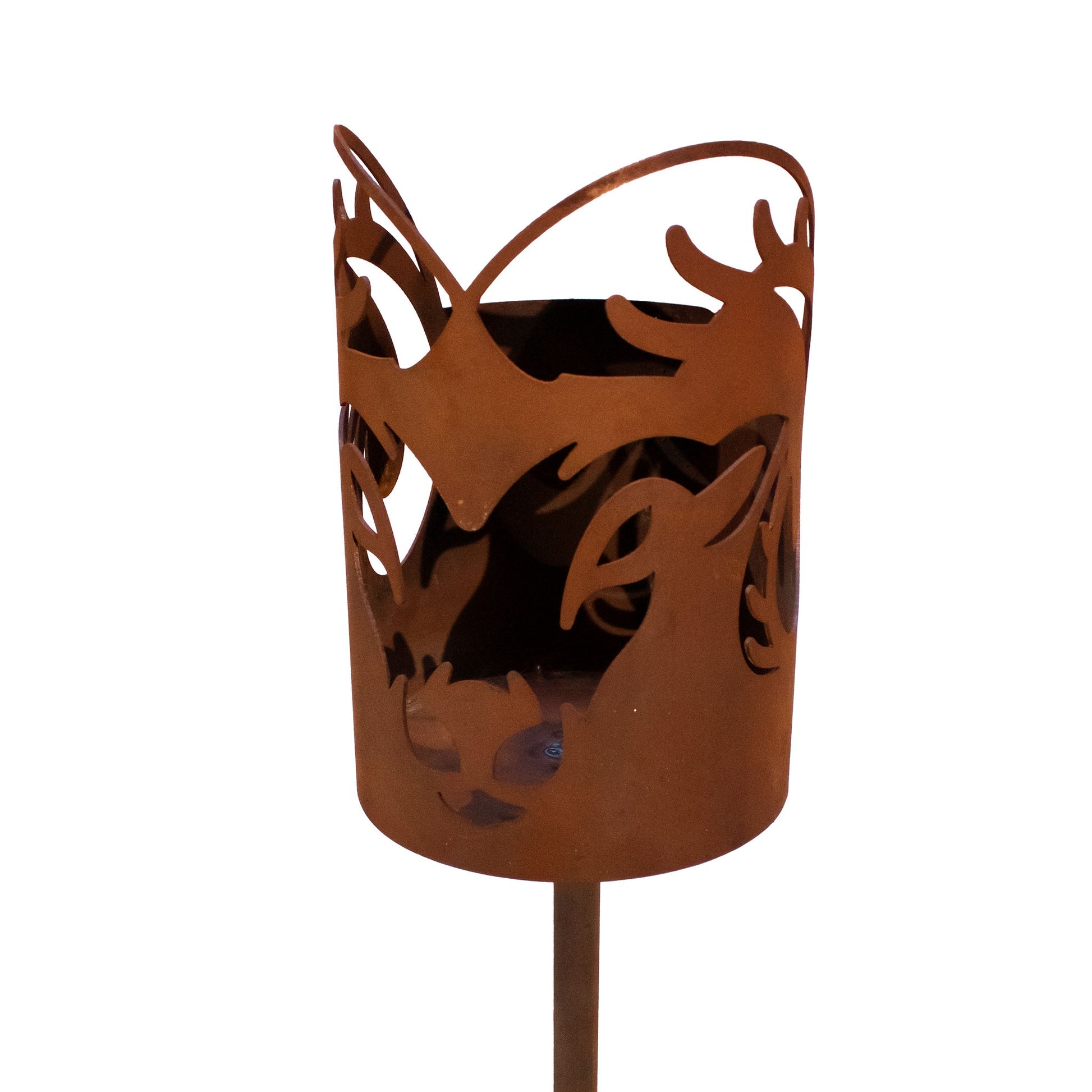 Fackelstab Steinbock - Edelrost Gartenfackel, Fackel Echtrost auf Stab Metall