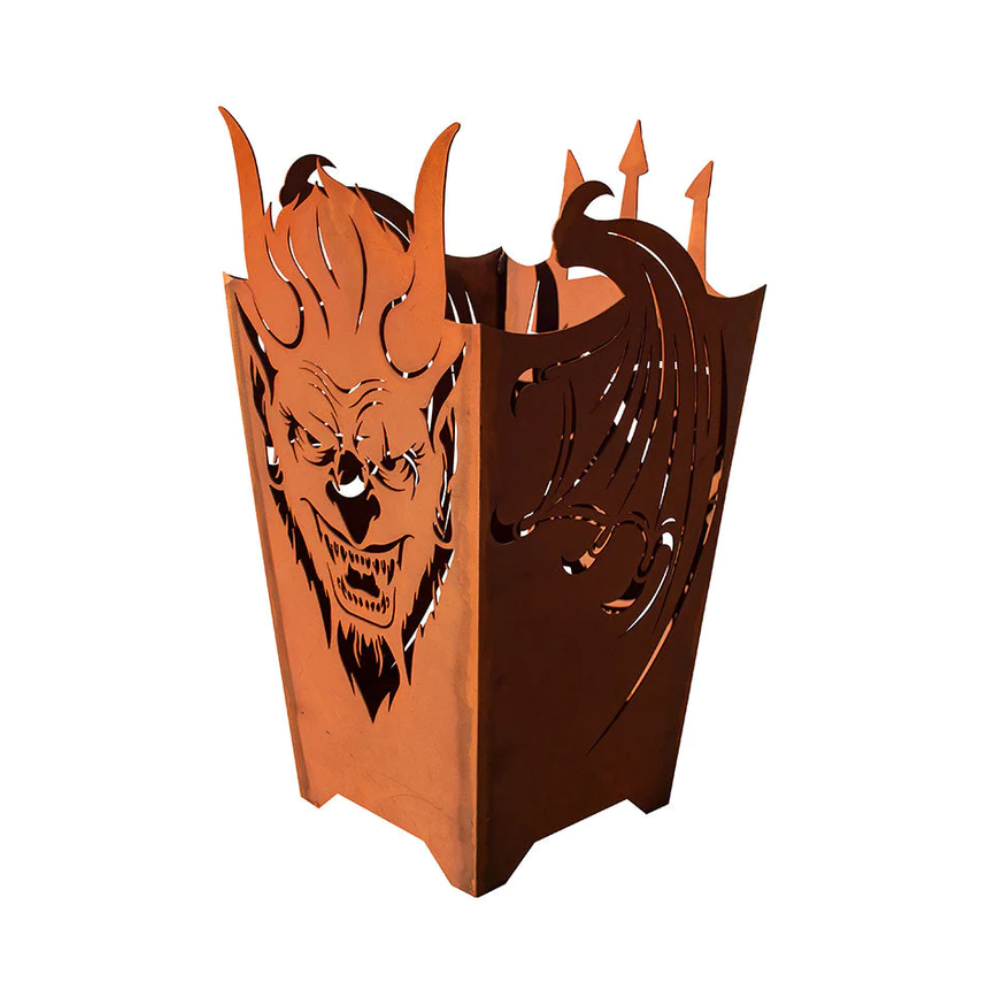 Feuerkorb Feuerteufel aus Metall im Edelrost Design Feuerstelle Garten Rostdeko