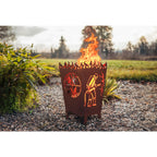 Feuerkorb Feuerwehr Motiv - Feuerstelle im Edelrostdesign Garten-Feuerstelle