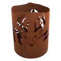 Feuerkorb aus Metall mit Hirsch Motiv im Edelrost Design Feuersäule Feuerstelle