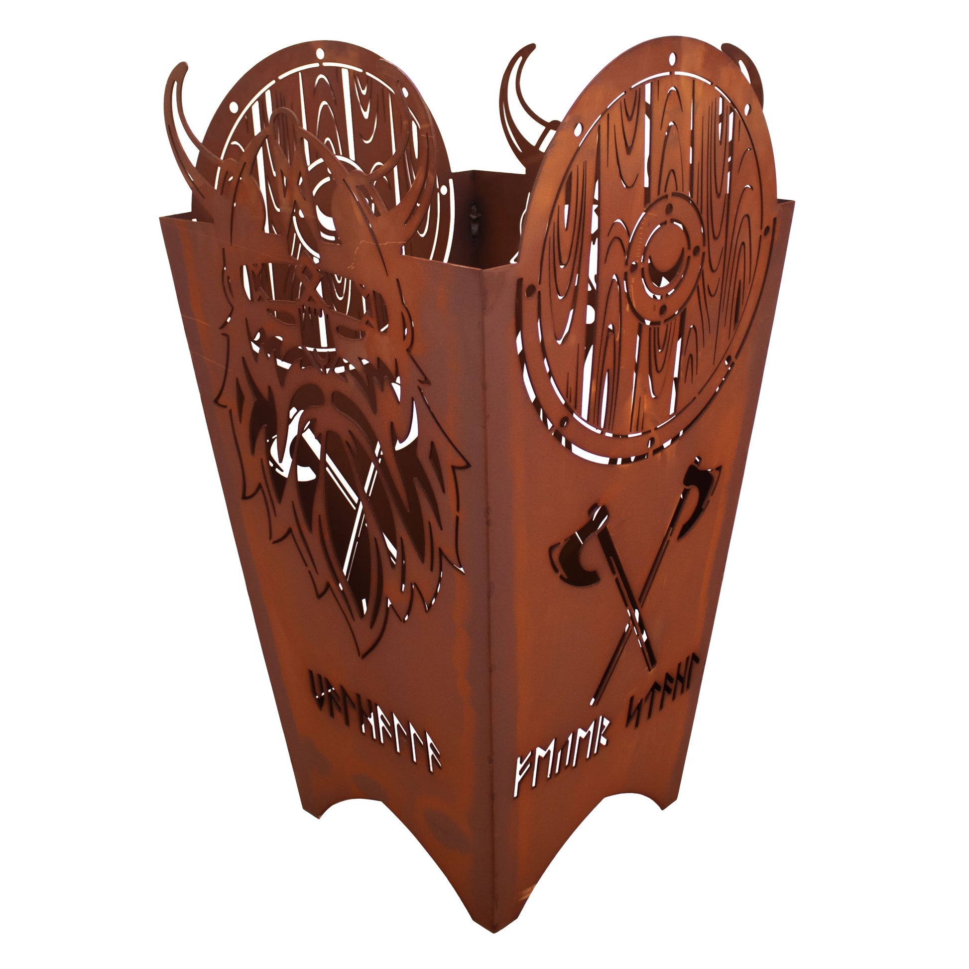 Feuerkorb Valhalla - Edelrost Gartenfeuerkorb Wikinger-Motiv Feuertonne